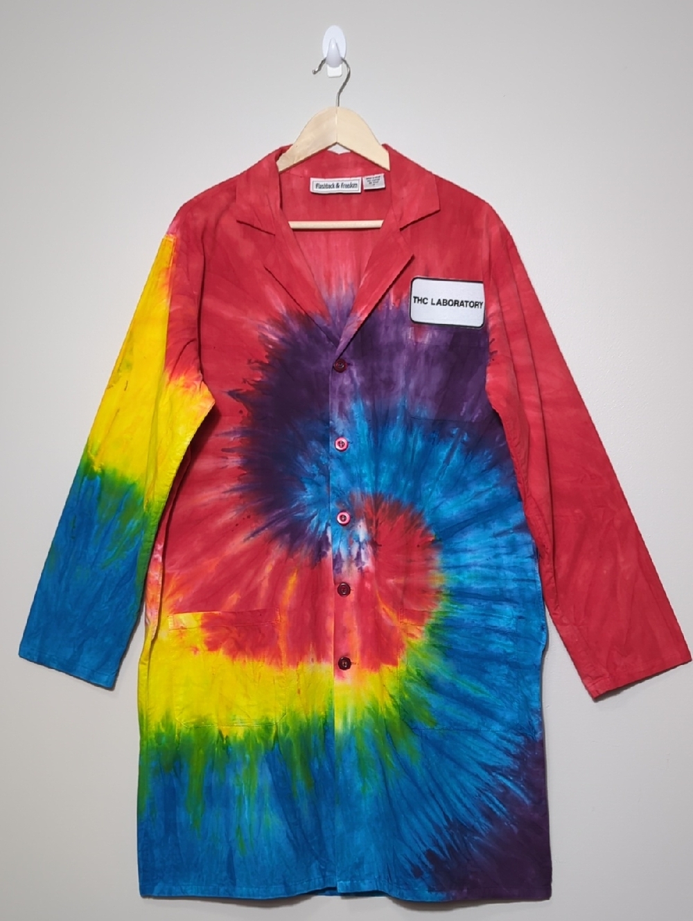 Tie-Dye Colorful‎ Lab Coat THC Laboratory Patch Multicolor Unisex Medium Rainbow
